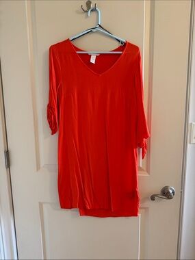 H&M Vibrant Orange V-Neck Women's mini dress.  Size 6